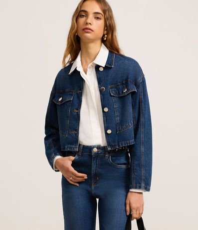 Campera Jeans con Abotonado y Bolsillo Western 1