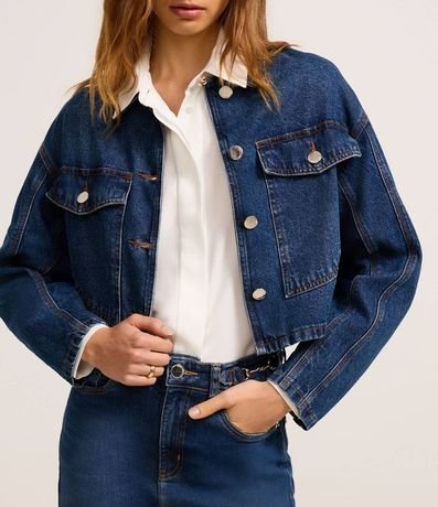 Campera Jeans con Abotonado y Bolsillo Western 5