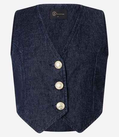 Chaleco en Jeans con Botones y Bajo en V 5