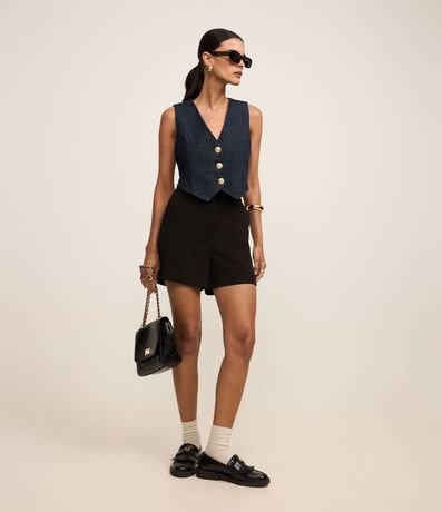 Chaleco en Jeans con Botones y Bajo en V 2