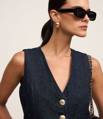 Chaleco en Jeans con Botones y Bajo en V 3