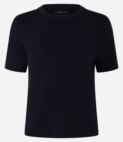 Blusa Básica Ajustada en Rib con Cuello Redondo 5