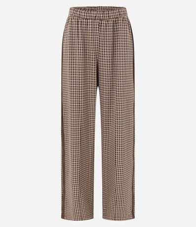 Pantalón Recto en Sastrería de Cuadros y Detalle Contrastante en el Lateral 8