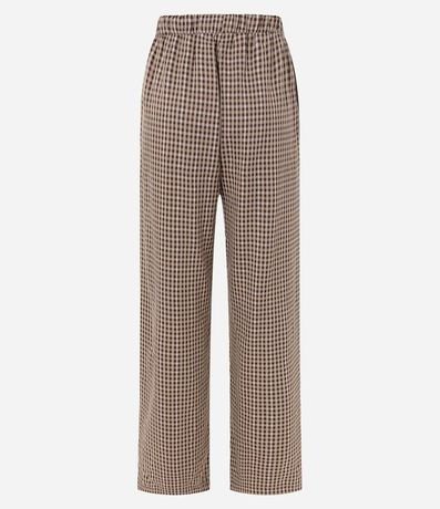 Pantalón Recto en Sastrería de Cuadros y Detalle Contrastante en el Lateral 9