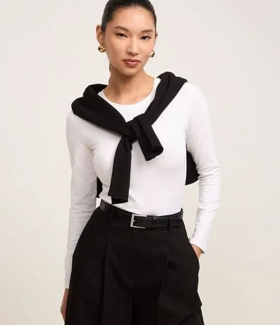 Blusa en Algodón con Cuello Redondo