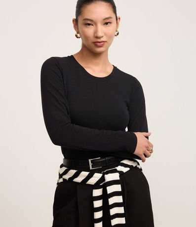 Blusa en Algodón con Cuello Redondo