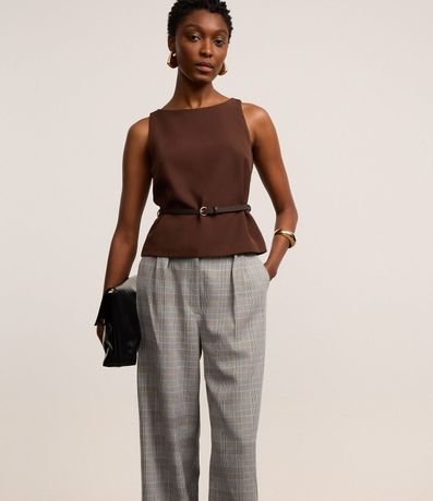 Pantalón Recto Sastrería con Estampa de Cuadros Príncipe de Gales 7