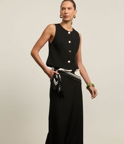 Pollera Lápis Midi Sastrería con Traspase en la Cintura y Pences 2