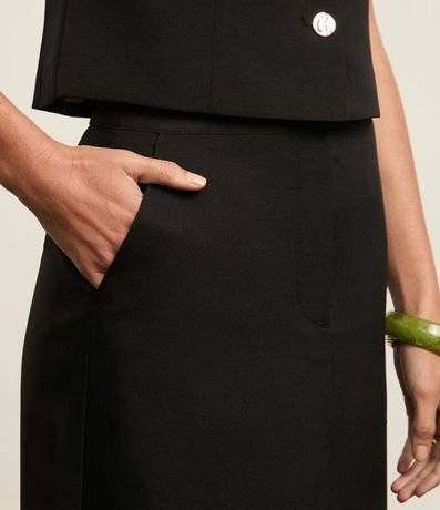 Pollera Lápis Midi Sastrería con Traspase en la Cintura y Pences 4