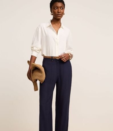 Pantalón Boho Reta Cintura Alta en Viscosa con Frisos 2