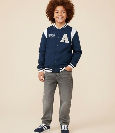 Campera College Bomber Infantil con Estampa Lettering - Talle 5 A 14 años