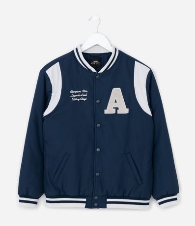 Campera College Bomber Infantil con Estampa Lettering - Talle 5 A 14 años