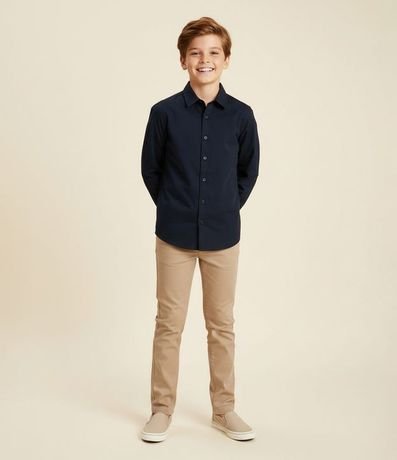 Camisa Infantil con Fibra de Bambu y Cierre por Botones - Talle 5 a 14 años