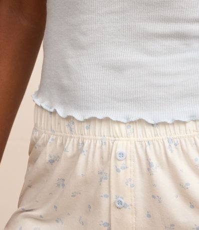 Pijama Short Doll en Rib con Detalle de Flor 3