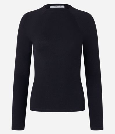 Blusa Básica en Viscosa con Cuello Alto y Sisa Raglán 6