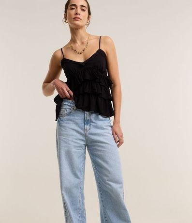 Pantalón Wide Leg en Jeans Marmorizada con Cintura Alta 2