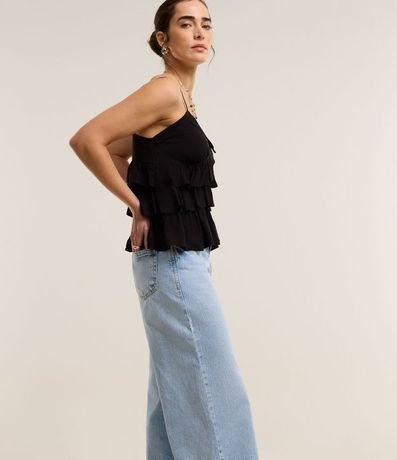 Pantalón Wide Leg en Jeans Marmorizada con Cintura Alta 5
