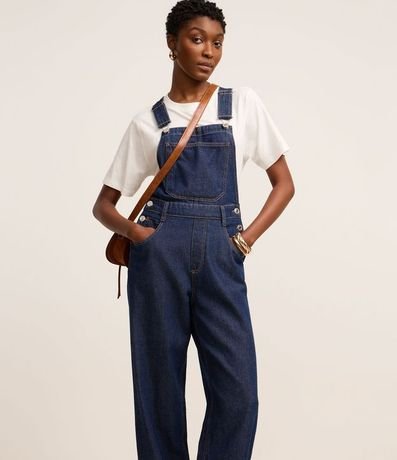 Peto Larga en Jeans con Botones Laterales