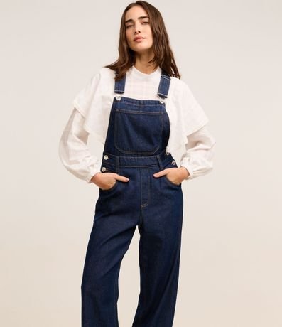 Peto Larga en Jeans con Botones Laterales