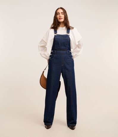 Peto Larga en Jeans con Botones Laterales 2