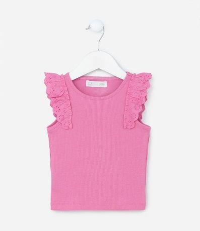 Musculosa Infantil en Rib con Volado en Broderie - Talle 1 a 5 años 1