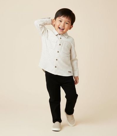 Camisa Infantil en Franela con Estampa Cuadriculada - Talle 1 a 6 años
