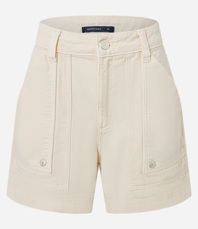 Short Mom en Sarga con Bolsillo Carpintero y Cintura Alta 5