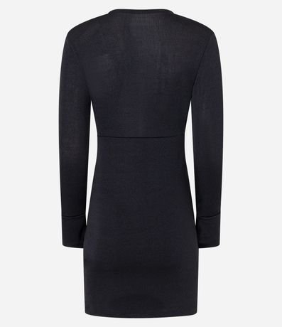 Vestido corto en Rib con Manga larga y Fruncido Delantero 6