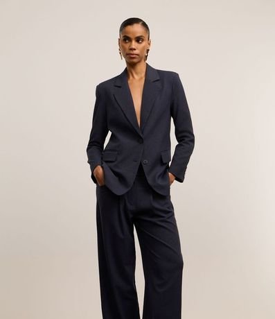 Pantalón Wide Leg Sastrería con Pliegues y Aplicación de Strass 3