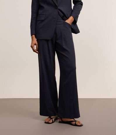 Pantalón Wide Leg Sastrería con Pliegues y Aplicación de Strass 4