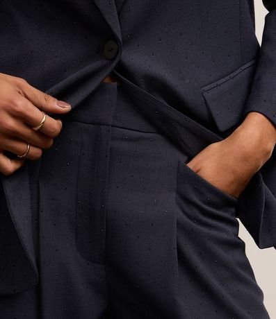 Pantalón Wide Leg Sastrería con Pliegues y Aplicación de Strass 5