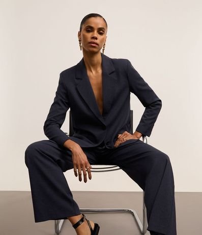 Pantalón Wide Leg Sastrería con Pliegues y Aplicación de Strass 7