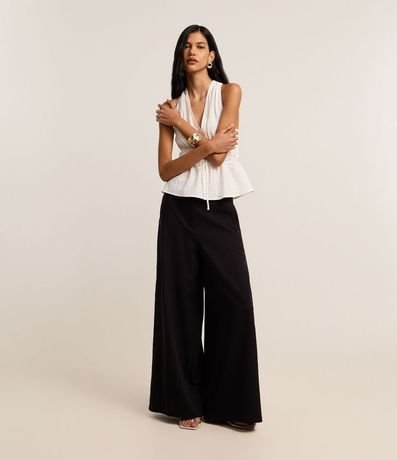 Pantalón Pantalona Sastrería con Cinturón y Hebilla de Metal 1