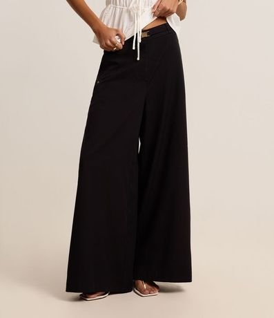 Pantalón Pantalona Sastrería con Cinturón y Hebilla de Metal 3