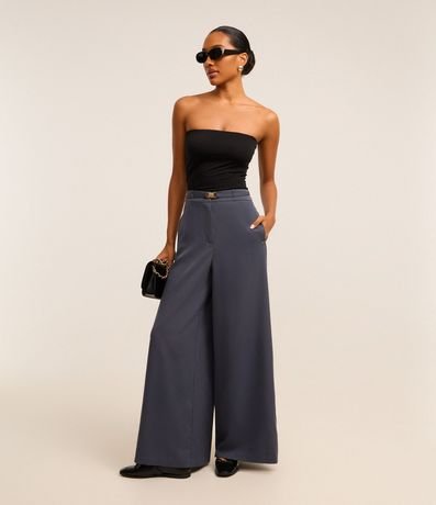 Pantalón Pantalona Sastrería con Cinturón y Hebilla de Metal 1