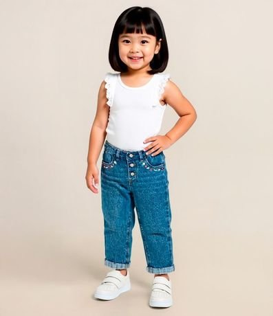 Pantalón Infantil en Jeans con Bordado Floral - Talle 1 a 6 años 1