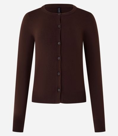 Cardigan Básico en Punto con Cuello Redondo 3