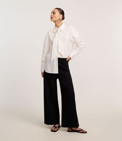 Camisa en Tricolina con Cuello Lazo 2