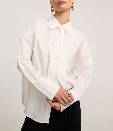 Camisa en Tricolina con Cuello Lazo 4