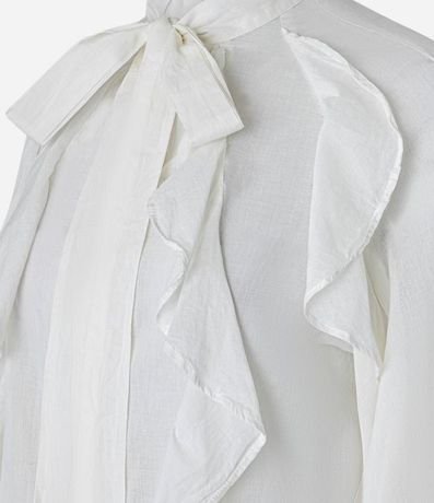 Camisa en Voile con Cuello Lazo y Volados Jabô 9