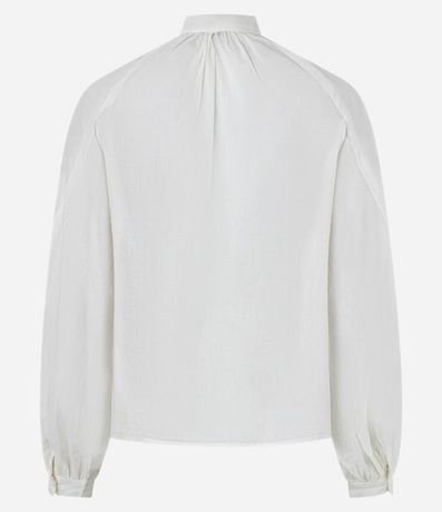 Camisa en Voile con Cuello Lazo y Volados Jabô 10