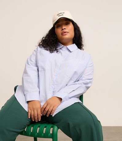 Camisa en Tricolina con Rayas Curve & Plus Size