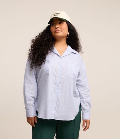 Camisa en Tricolina con Rayas Curve & Plus Size