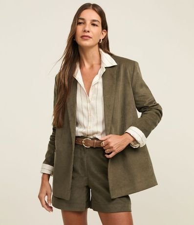 Blazer Oversized en Terciopelo con Botón Único