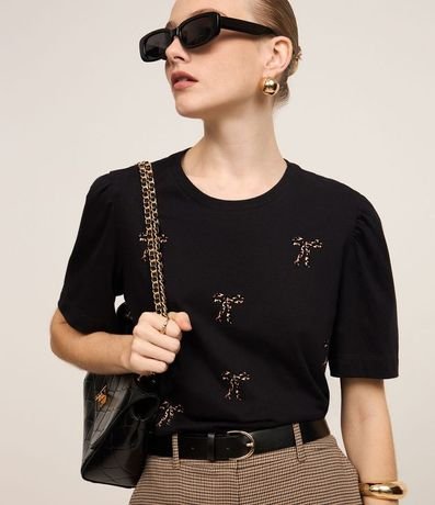 Blusa en Algodón con Lazos Estampados de Leopardo