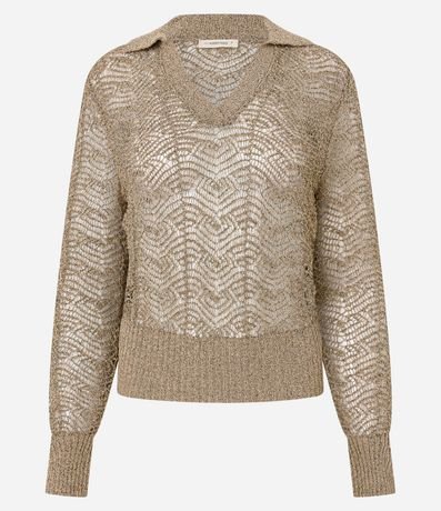 Blusa en Punto con Cuello Polo y Ponto Cutout 6