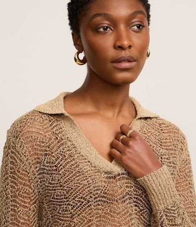 Blusa en Punto con Cuello Polo y Ponto Cutout 3