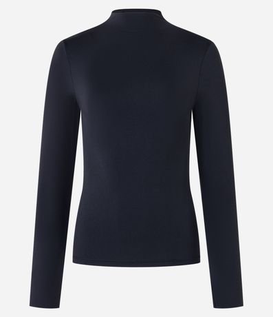 Blusa en Microfibra de Corte a Hilo con Cuello Alto