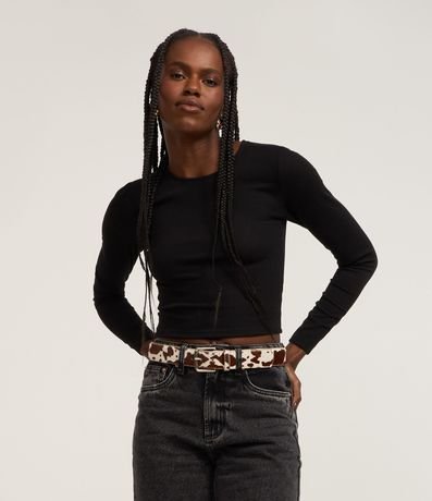 Blusa en Malla Texturizada con Cuello Redondo