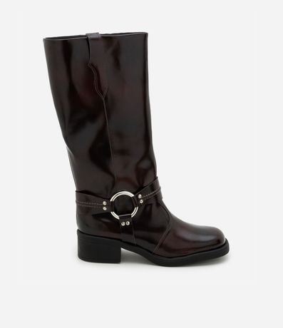 Bota Biker Boot en PU con Detalle en Metal en el Lateral